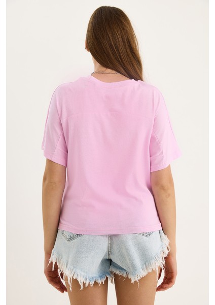 Kadın Organik Pamuklu Regular Kalıp Bisiklet Yaka Basic Kısa Kollu T-Shirt