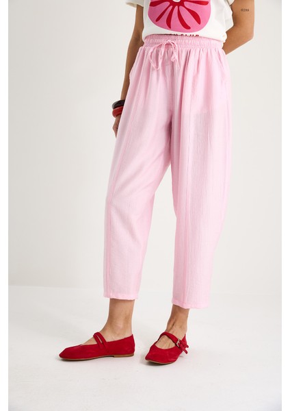 Kadın Beli Bağlamalı Cep Detaylı Havuç Kesim Yazlık Pantolon fırsatları