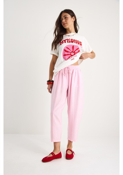 Kadın Beli Bağlamalı Cep Detaylı Havuç Kesim Yazlık Pantolon indirimleri