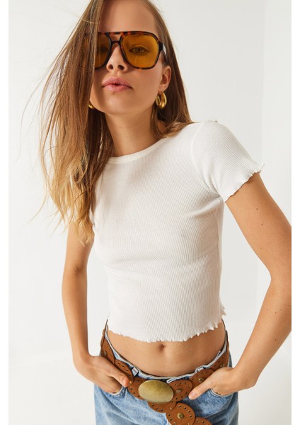 Kadın Fitilli Kaşkorse Basic T-Shirt