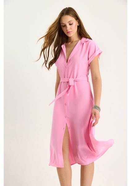 Kadın Kuşak Detaylı Linda Gömlek Elbise modelleri