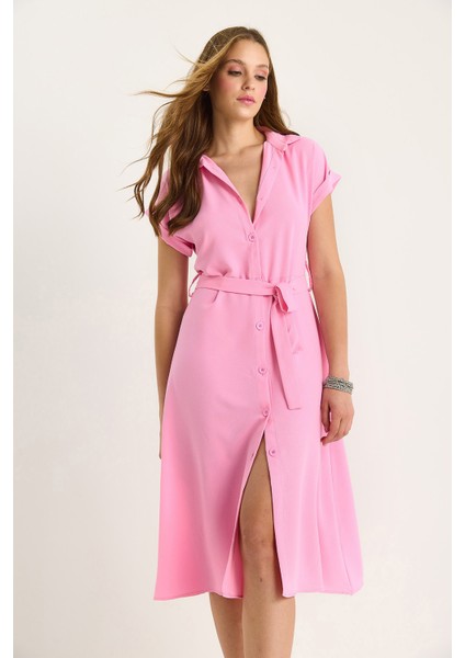 Kadın Kuşak Detaylı Linda Gömlek Elbise fırsatları