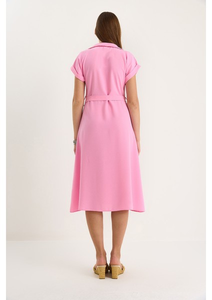 Kadın Kuşak Detaylı Linda Gömlek Elbise