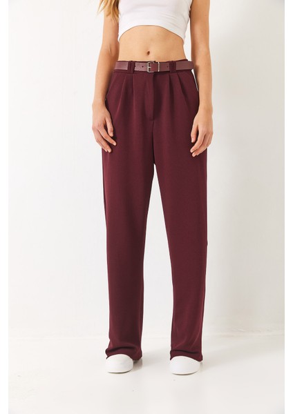 Kadın Çift Pile Detaylı Kemerli Örme Pantolon fiyatları
