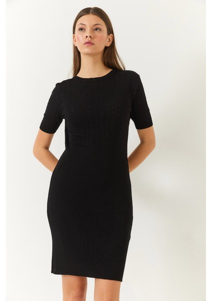 Kadın Sırt Detaylı Triko Elbise