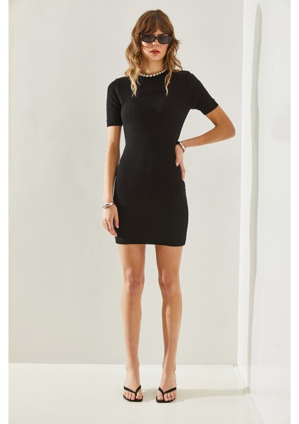 Kadın Sırt Detaylı Triko Elbise