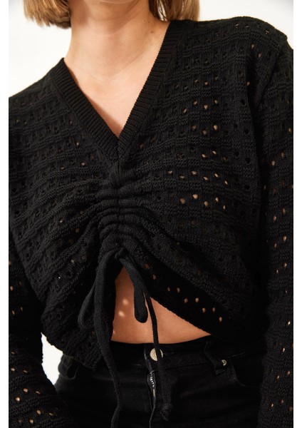 Kadın Önü Büzgülü Triko Kazak fırsatları