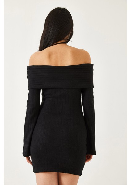 Kadın Madonna Yaka Midi Boy Elbise modelleri