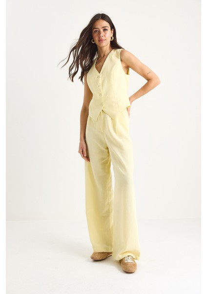 Kadın Yüksek Bel Pantolonlu Yelekli Astarlı Alt-Üst Takım modelleri