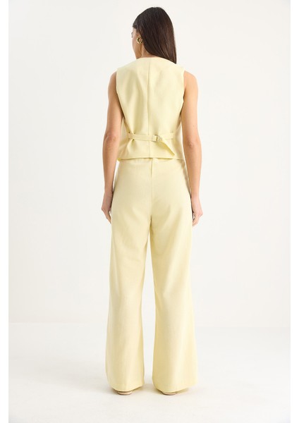 Kadın Yüksek Bel Pantolonlu Yelekli Astarlı Alt-Üst Takım