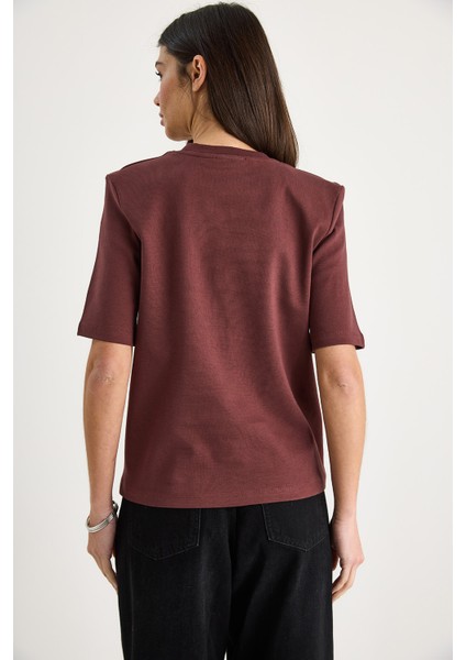 Kadın Bisiklet Yaka Vatkalı Pamuklu Basic T-Shirt indirimleri