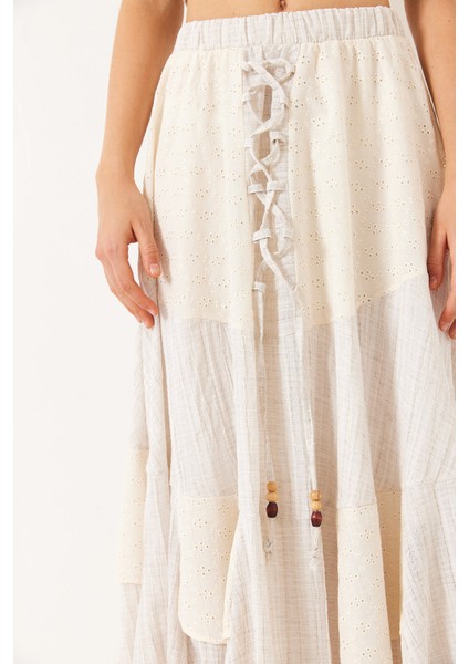 Kadın Brode Parçalı Astarlı Asimetrik Etek modelleri