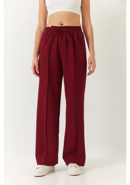 Kadın Beli Lastikli Bağlamalı Çimalı Double Palazzo Pantolon