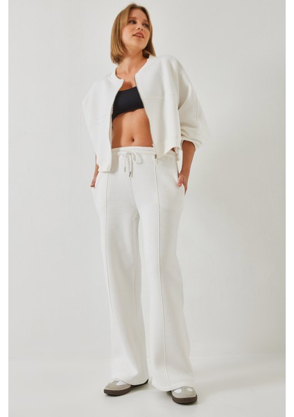 Kadın Üç Iplik Fermuarlı Şardonlu Alt Üst Takım