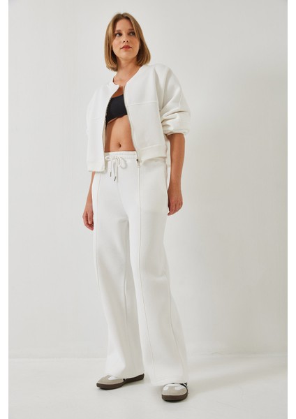 Kadın Üç Iplik Fermuarlı Şardonlu Alt Üst Takım modelleri