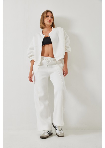 Kadın Üç Iplik Fermuarlı Şardonlu Alt Üst Takım fırsatları