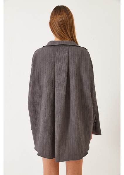 Kadın Düşük Omuz Oversize Basic Bürümcük Gömlek fırsatları