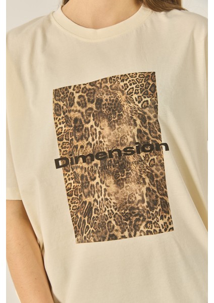 Kadın Premium Leopar Baskılı Oversize Pamuklu T-Shirt Öt indirimleri
