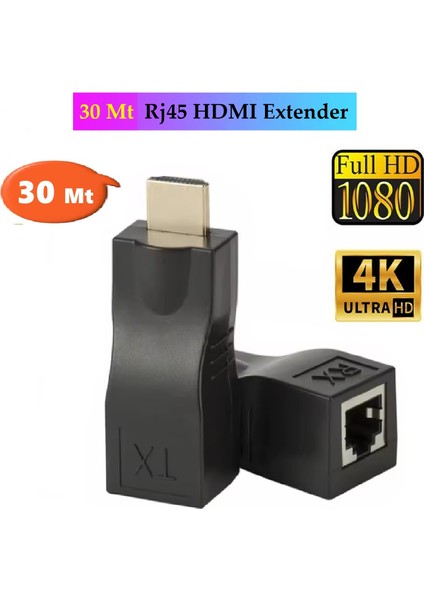 HDMI Uyumlu RJ45 Uzatıcı Genişletici Hdtv Extender (Tx-Rx) 4K 1080P 30 Metre Cat5/cat6