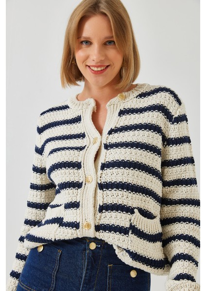 Kadın Çizgili Hırka