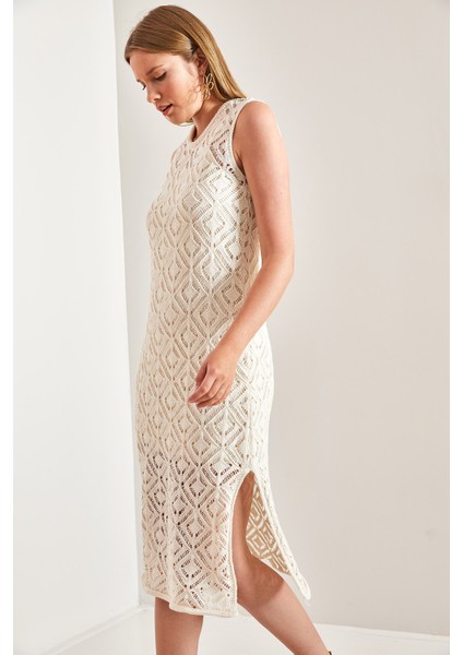 Kadın Kare Desenli Triko Elbise modelleri