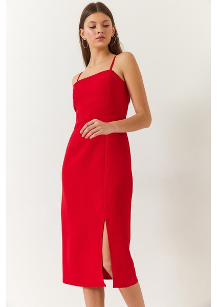 Kadın Yırtmaç Detaylı Ip Askılı Elbise fiyatları