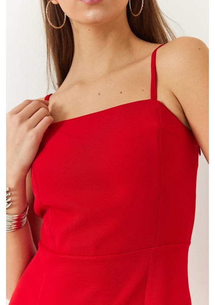 Kadın Yırtmaç Detaylı Ip Askılı Elbise modelleri