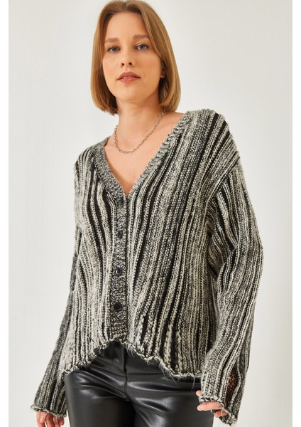 Kadın Links Örgü Salaş Triko Hırka