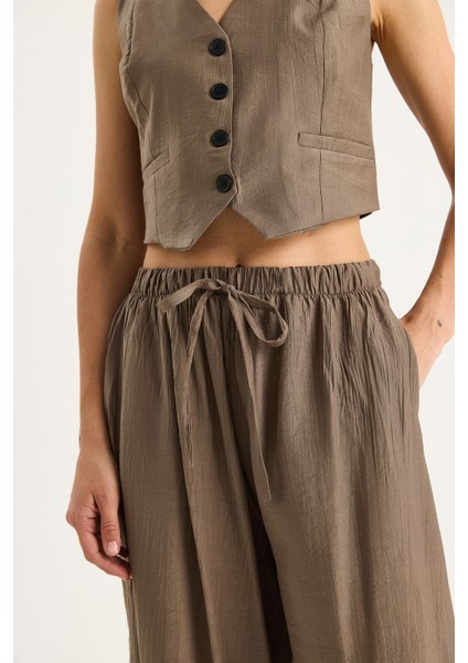 Kadın Cep Detaylı Rahat Pantolon Yelekli Alt-Üst Takım indirimleri