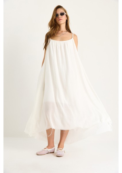 Kadın Ince Askılı Salaş Astarlı Pamuklı Yazlık Uzun Elbise modelleri