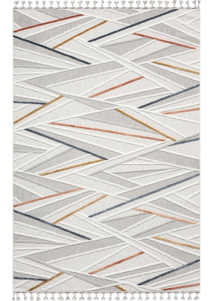 Sümer SM013A Krem Renli Halı Renkli Geometrik Desenli Dekoratif Modern Antialerjik Salon Halısı