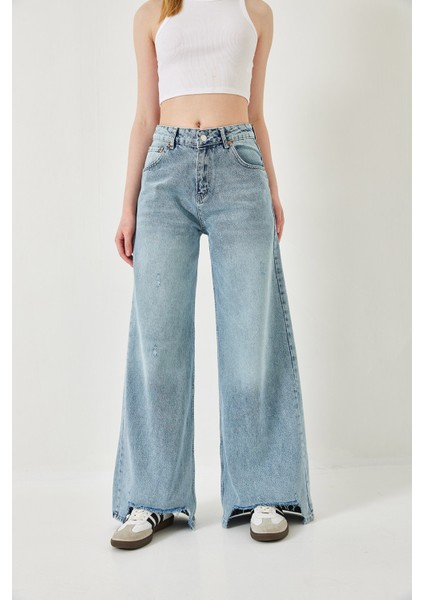 Kadın Paça Detaylı Mom Pantolon