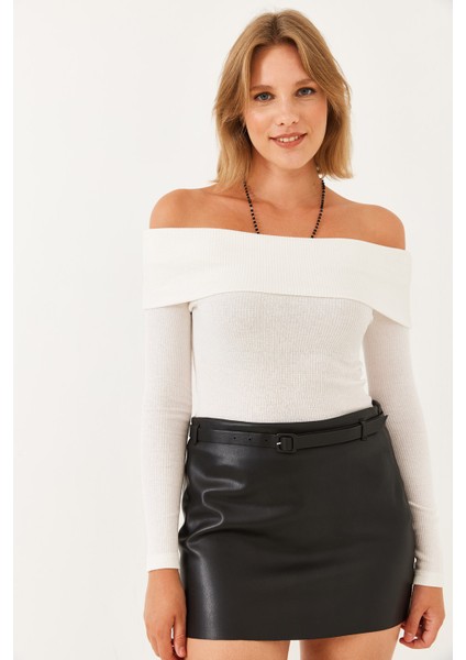 Kadın Madonna Yaka Kaşkorse Bluz