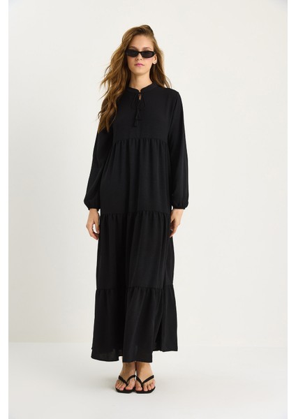 Kadın V Yaka Uzun Ayrobin Elbise fiyatları