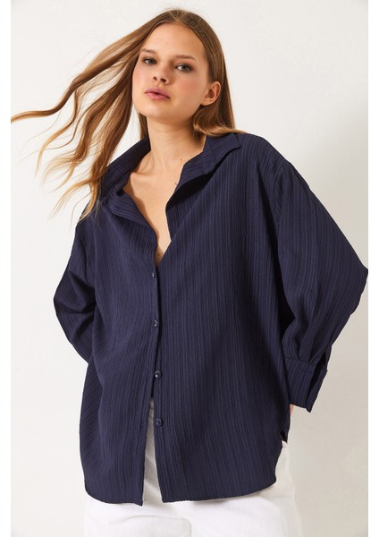 Kadın Düşük Omuz Oversize Basic Bürümcük Gömlek fiyatları