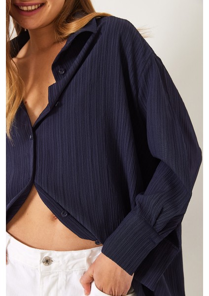 Kadın Düşük Omuz Oversize Basic Bürümcük Gömlek fırsatları