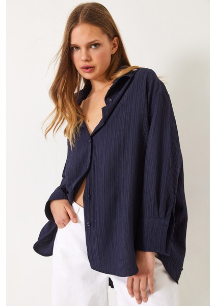 Kadın Düşük Omuz Oversize Basic Bürümcük Gömlek indirimleri