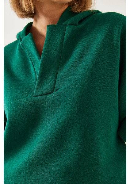 Kadın Kapişonlu V Yaka Sweatshirt modelleri