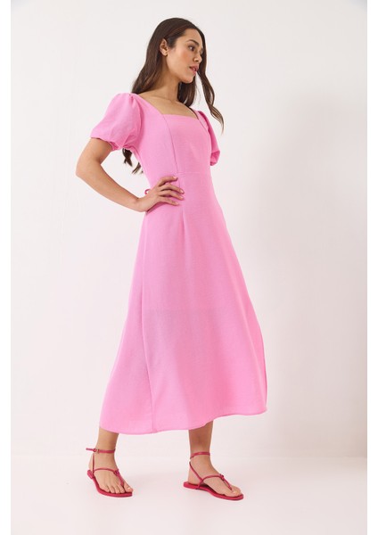 Kadın Sırt Bağıcık Detaylı Astarlı Keten Elbise fiyatları