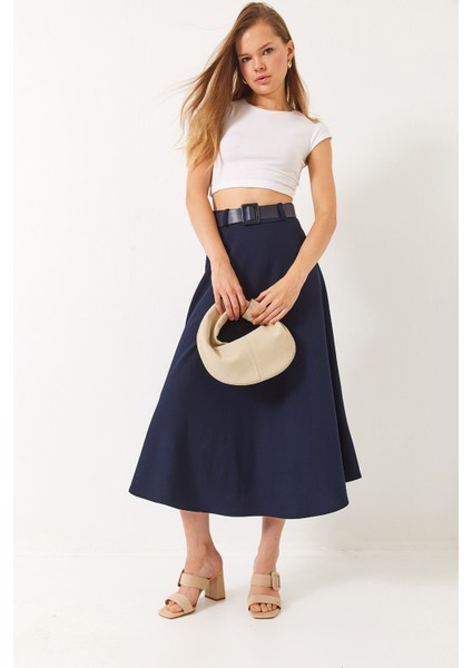 Kadın Kemerli Kloş Örme Maxi Boy Etek fiyatları