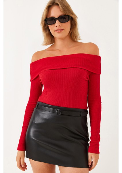 Kadın Madonna Yaka Kaşkorse Bluz