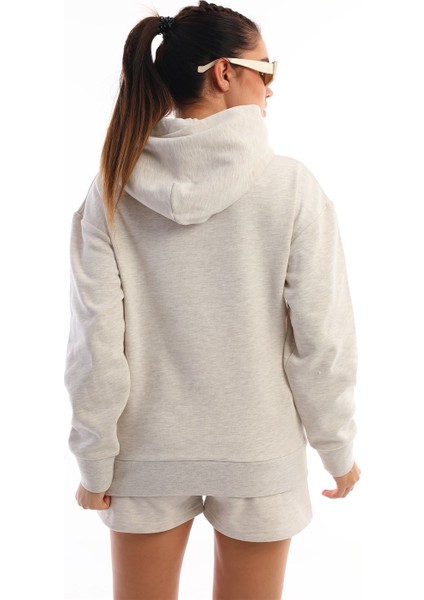 Kapüşonlu Sweatshirt Kadın Şort Takım Kahve Melanj fiyatları