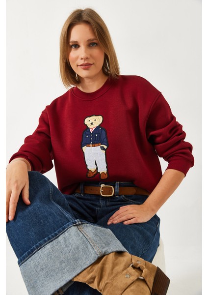 Kadın Üç Iplik Şardonlu Baskılı Sweatshirt