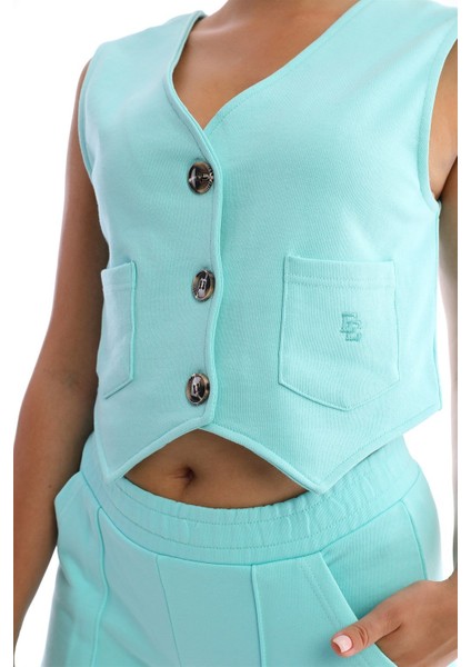 Yelekli İkili Kadın Takım Mint indirimleri