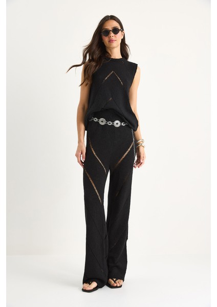 Kadın Kalın Askılı Bluz Bol Pantolonlu Ince Yazlık Triko Alt-Üst Takım fiyatları