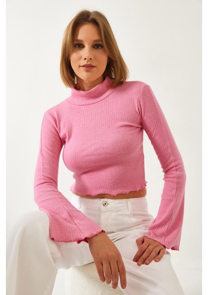 Kadın Yarım Balıkçı Yaka Bluz