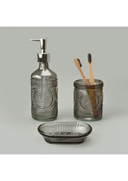 Bath 3'lü Cam Banyo Sıvı Sabunluk Seti - Antrasit fiyatları