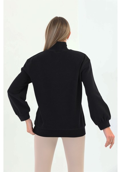 Siyah Organik Kadın Sweatshirt Balıkçı Yaka modelleri