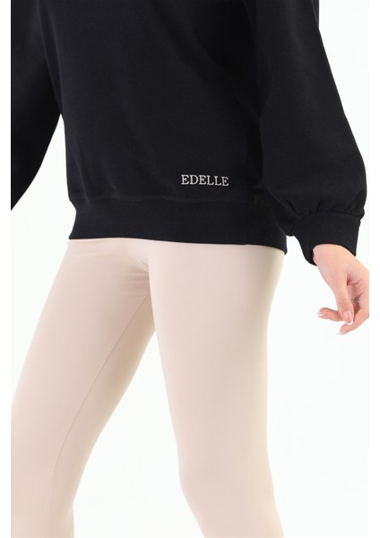 Siyah Organik Kadın Sweatshirt Balıkçı Yaka fırsatları