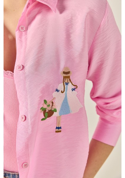 Kadın Nakış Detaylı Uzun Kollu Ayrobin Gömlek Mg fırsatları